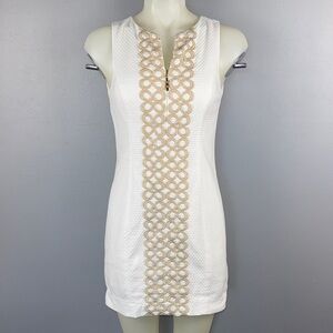 Lilly Pulitzer Dress Women’s 0 Shift White with Gold Detailing Textured
